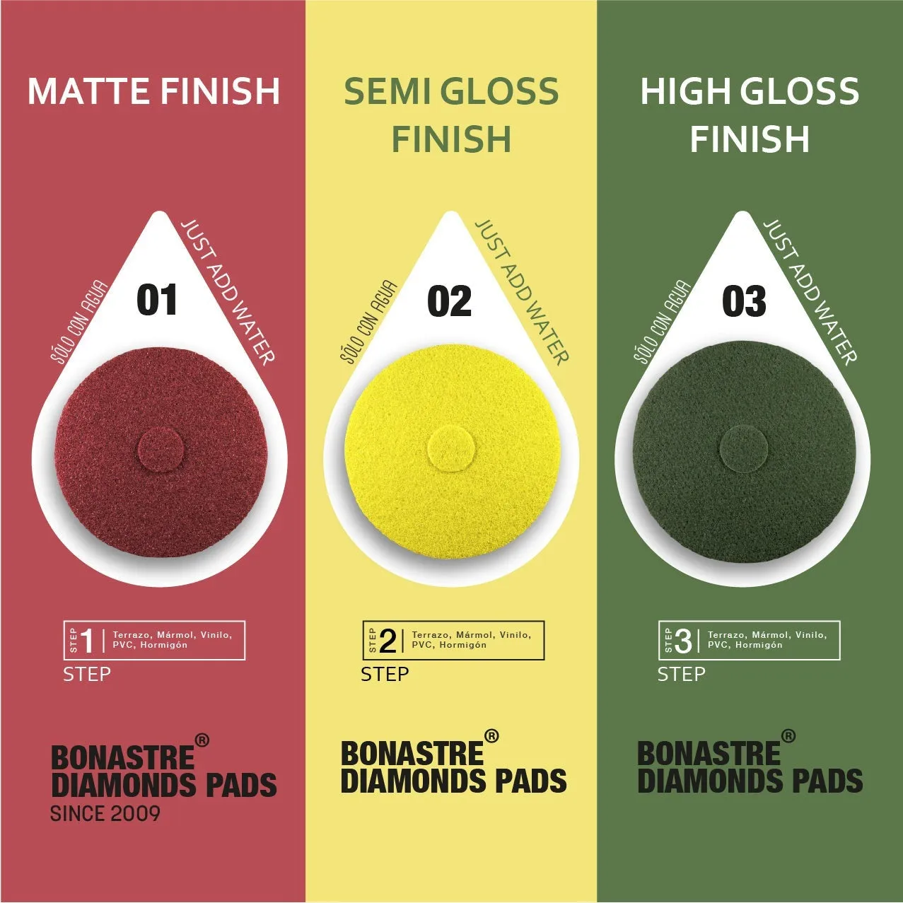 Bonastre DIP Step-1 Red polerpad 800 grit matt
