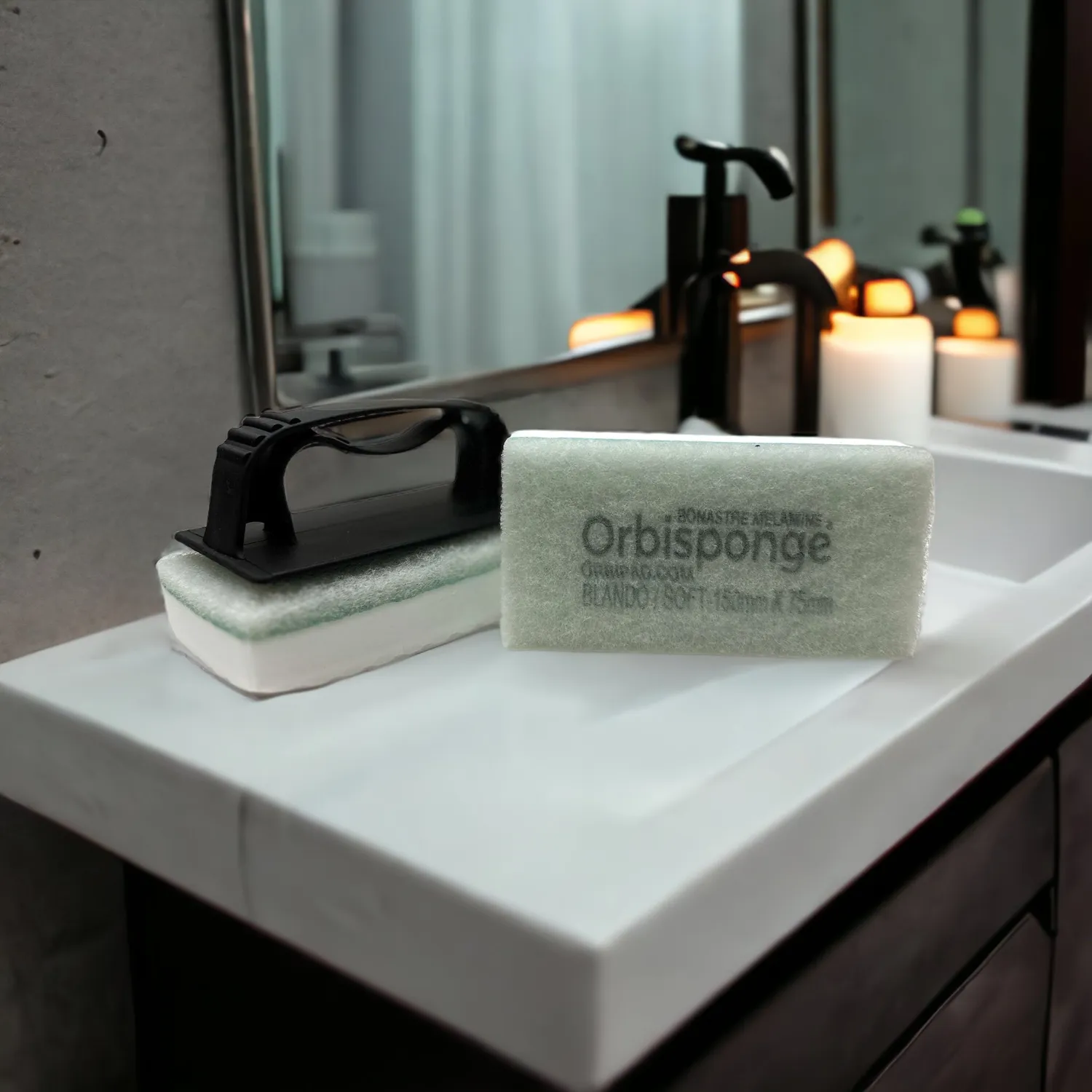 Bonastre Orbipad melaminsvamp kit med holder 2-pakning
